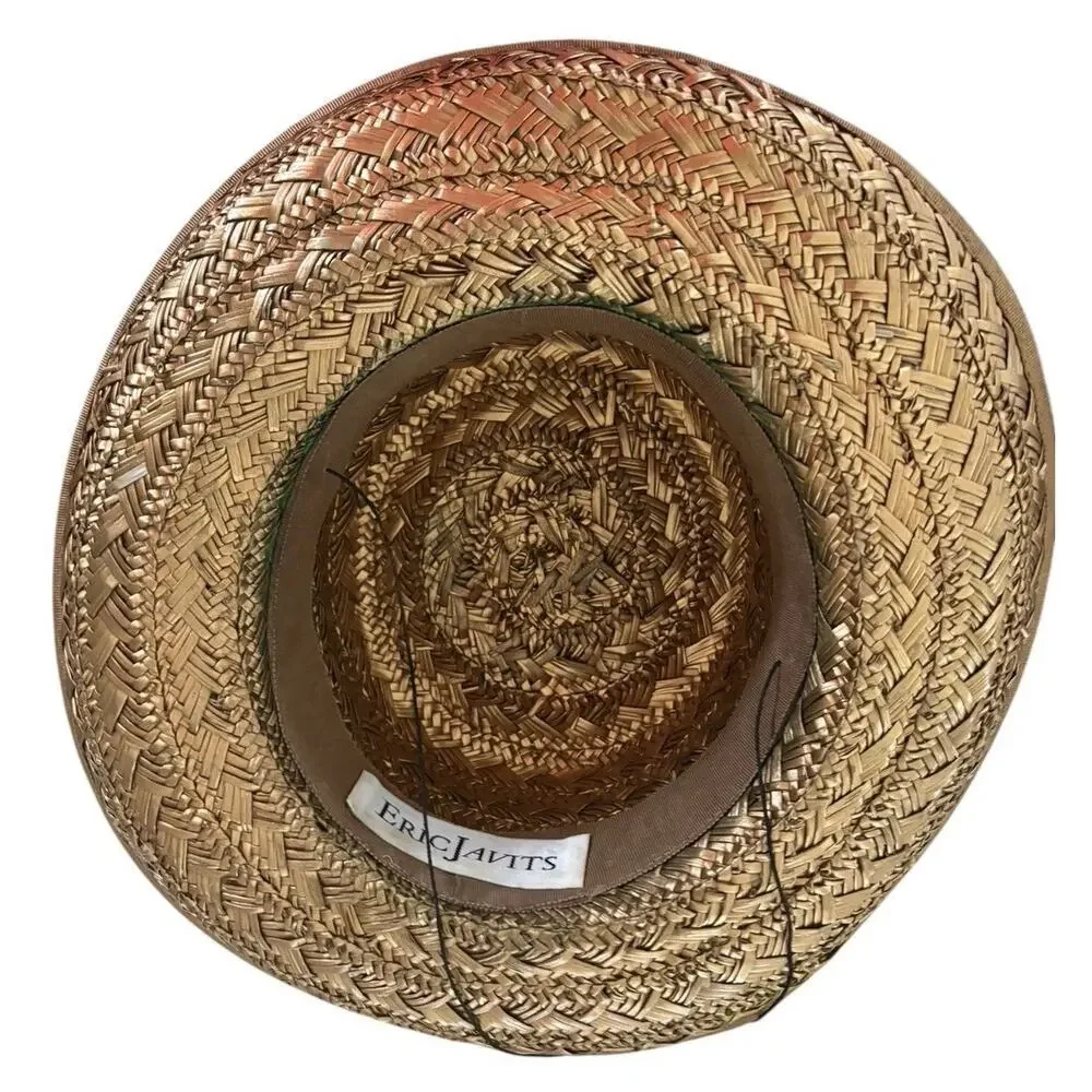 Eric Javits Hat Gold Bronze Straw Boat Beach Statement Spring Pearl Accent - Picture 4 of 9